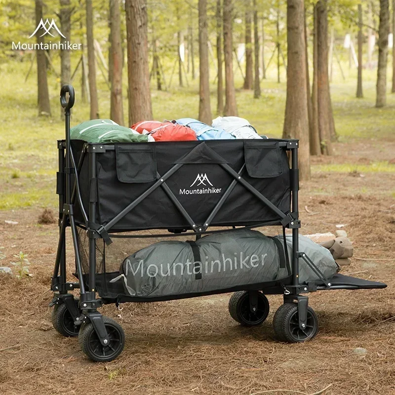 

Mountainhiker Folding Trolley Outdoor Camping Cart 300L Large Capacity Portable Steel Frame Structure Shopping Cart