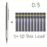 All Metal Mechanical Pencils 0.3, 0.5, 0.7, 0.9, 1.3 2.0Mm Lead Refills  Art, Writing, Sketching Retractable Design