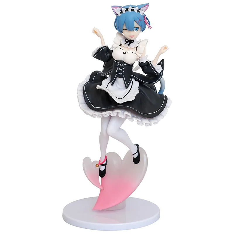 Zufälliger Stil Re:ZERO Starting Life In Another World Rem Nekomimi Ver. PVC Action Figure Anime Figur Modell Sammlung Puppe Geschenk