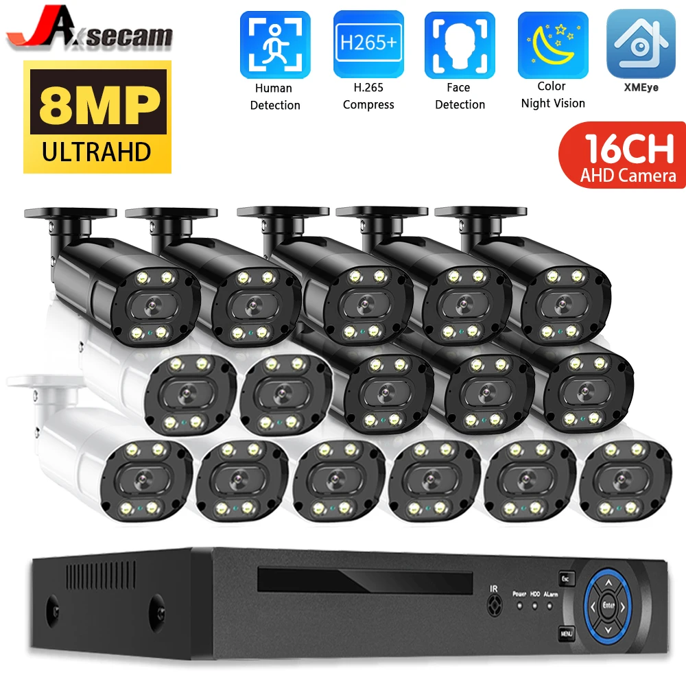 

8MP16/8 CH AHD DVR Face Detection Color Night Motion Detection Outdoor Security Camera System SetCCTV Video Surveillance Kit