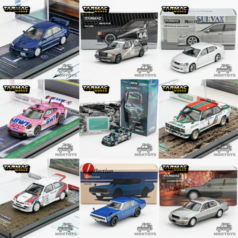 Tarmac Works J Collection 1:64 Lancer Evolution VI 190 E JZS161 GT3 R32 FIAT 131 ABARTH Skyline LS400 Diecast Model Car