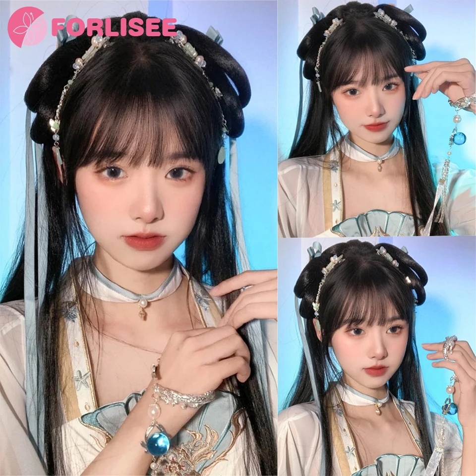 Synthetic Ancient Costume Hanfu Wig All-in-one Lazy Hairband Ancient Tang Style Versatile Bun Ancient Style Cushion Hair Bag