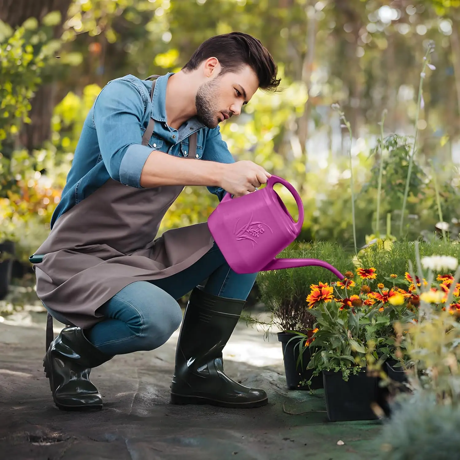 Plastic Watering Can 1 Gallon with Long Stem Spout for Garden Watering view 4