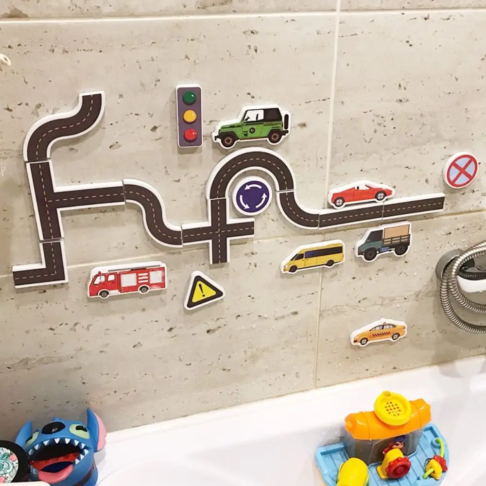 Giocattolo Traffico Auto Puzzle su rotaia Veicolo stradale Doccia Trasporto urbano Puzzle Vasca da bagno per bambini Giocattolo d'acqua Schiuma Eva Puzzle