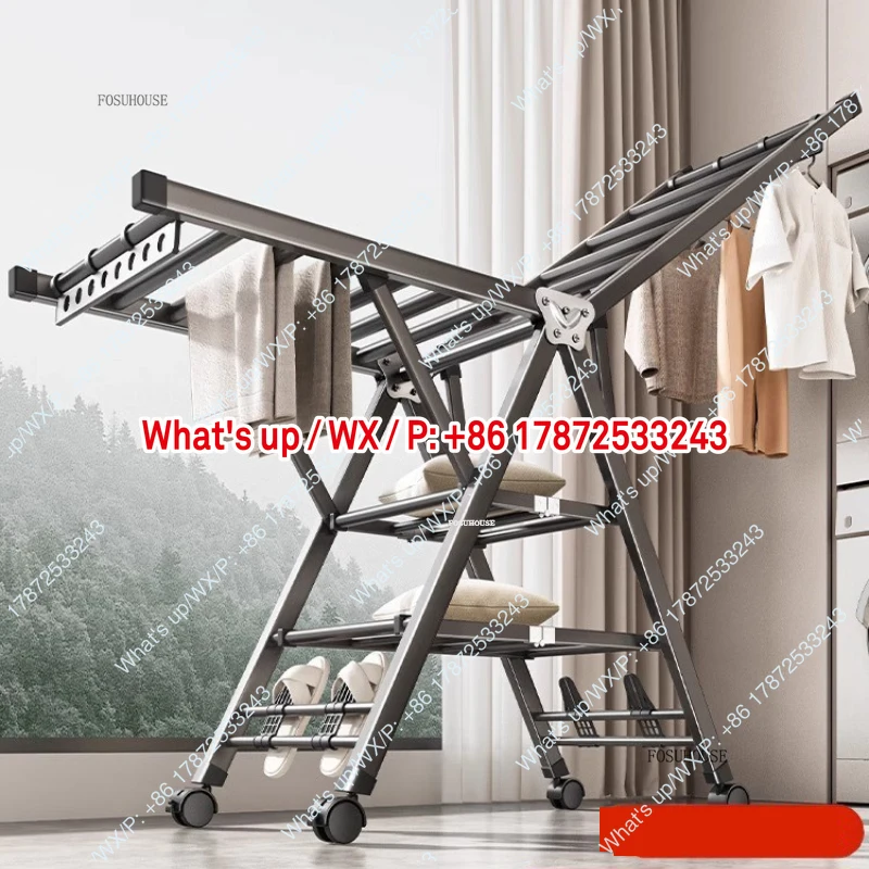 Aluminum Alloy Indoor Quilt Drying Artifact Outdoor Balcony Folding Clothes Drying Racks Floor Multifunction Laundry Drying Rack
