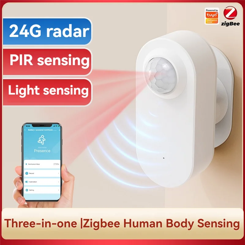 AT43-3 em 1 zigbee sensor humano de onda milimétrica inteligente corpo humano sensor pir sensor de movimento pir com valor de iluminação sensor de movimento