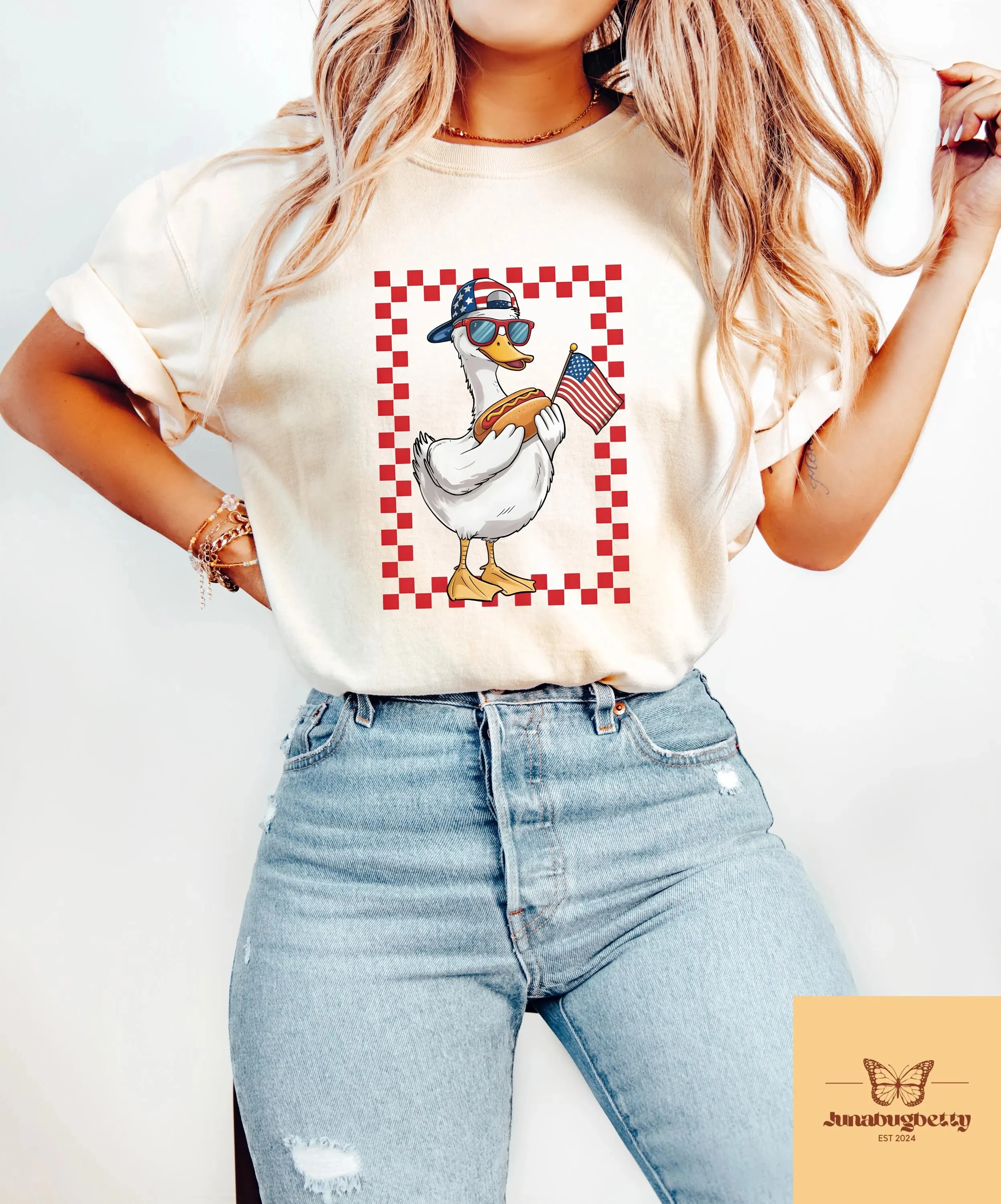 

Рубашка Comfort America в стиле ретро, красно-бело-синяя футболка, наряд ко Дню независимости, подарок на 4 июля, патриотическая женская рубашка