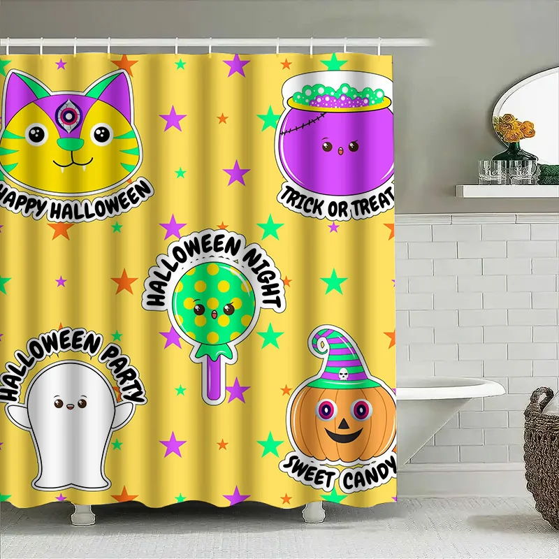 

Tuniu милая занавеска для душа на Хэллоуин с призраками и тыквой, дизайн для ванной комнаты, детская комната для девочек, украшение