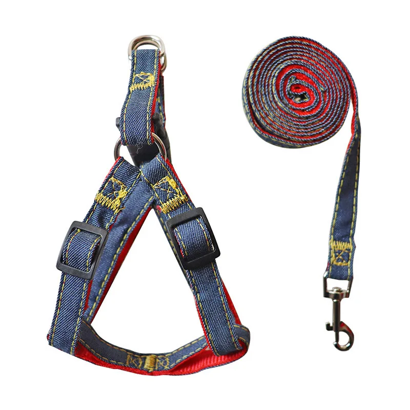 Outdoor Working Jean Pet Training Puppy Leash Adjustable Collar Leader Rope Cat Dog Harness For Small Medium Big Cat Dog Animal