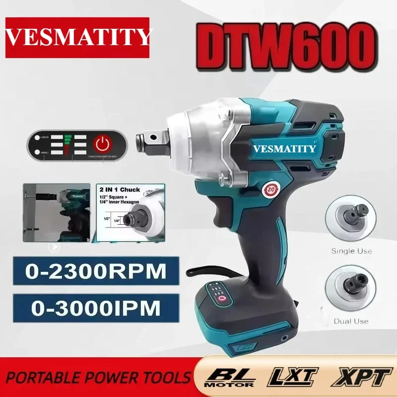 DTW600 High Torque Rechargeable Tool Brushless Electric Wrench Impact Wrench Cordless Auto Repair Power Tools For 18V-20VBattery