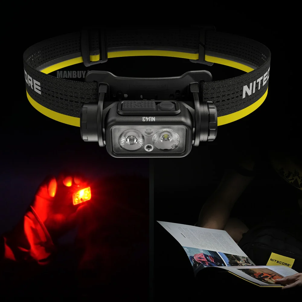 Original Nitecore NU43 1400 Lumen 3400mAh 18650 USB-C Rechargeable Headlamp+ 18650 Extension Battery Case Outdoor Camping Search