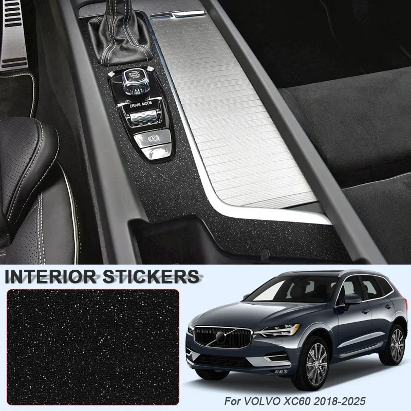 Car Carbon Black Interior Sticker Lifting Window Panel Decal For VOLVO XC60 2018-2025 LHD Gear Door Protective Film Accessories