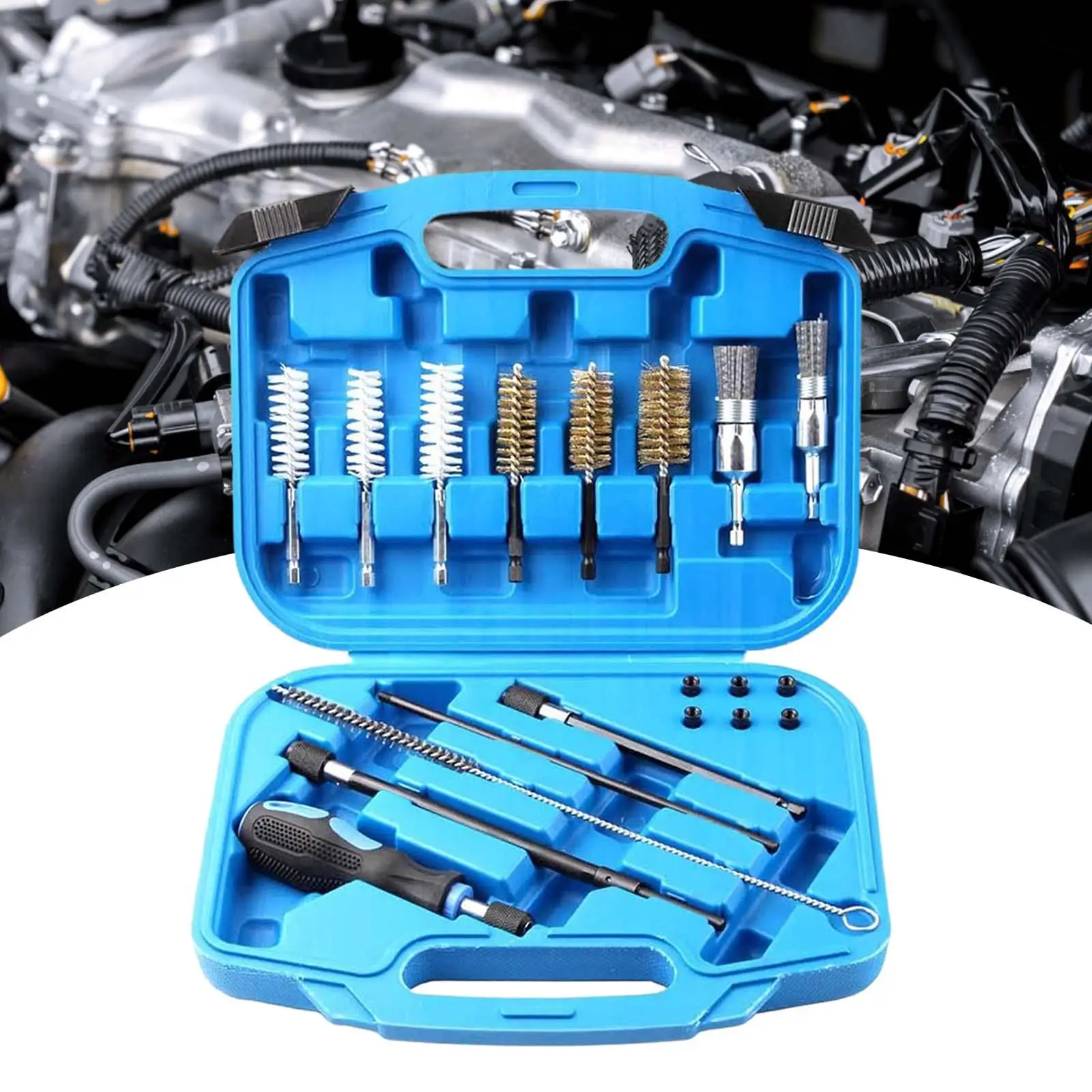 

Multifunction Fuel Injector Cleaner Metal Cleaning Tool Set for Universal Vehicle Maintenance DIY Injector Seat Brush