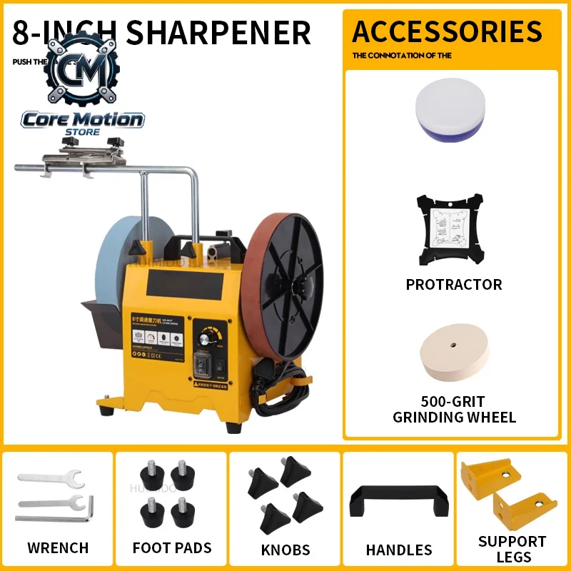 Variable-Speed Electric Sharpener Sharpening Kitchen Knives, Scissors, Axes & More 8-inch/10-inch Grinder