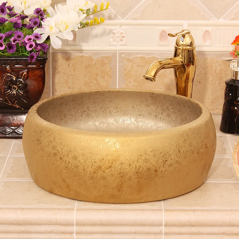 

Jingdezhen ceramic sink wash basin Ceramic Counter Top Wash Basin Bathroom Sinks round lavatory sink