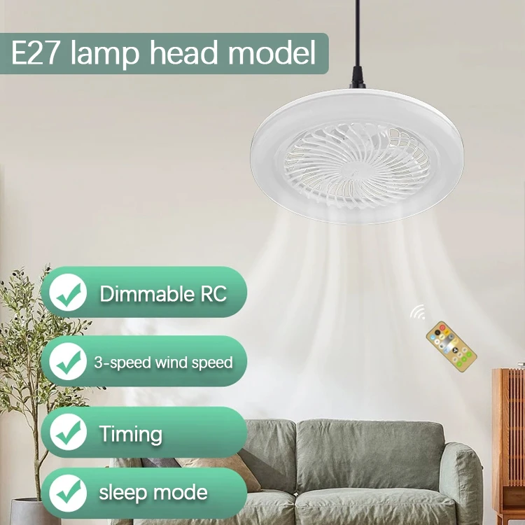 2 In 1 Ceiling Fan Lamps 3 Speeds Adjustable E27 Base Infinitely Dimmable for Living Room Bedroom Study LED lighting Light image 3