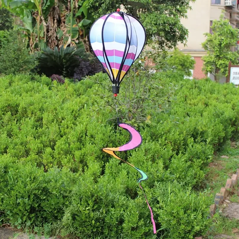 Moulin à vent rotatif inspiré de l'arc-en-ciel en PVC coloré, ballon à air chaud, réplicateur de décoration extérieure, Spinner, 1 ensemble