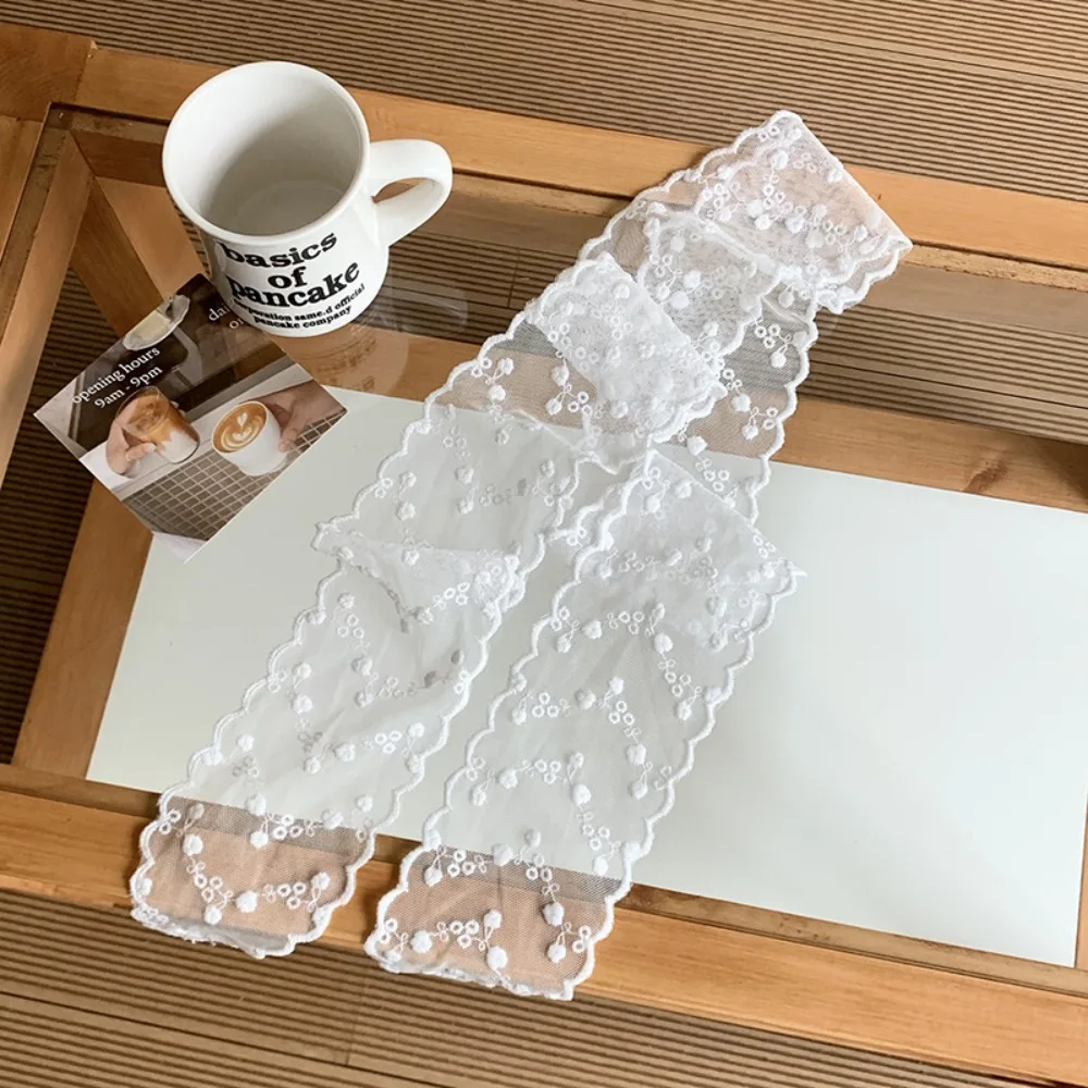 

French Pastoral Style Lace Hair Band Soft Wrap Adjustable Bow Headband Elegant Embroidery Ribbon Hair Strap Photograh