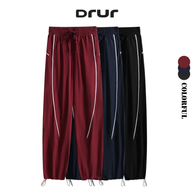 DRUR Women's Loose Wide Leg Sports Pants With Yoga Sweatpants Comfy High Waisted Running Pants with Pockets Causal Streetwear
