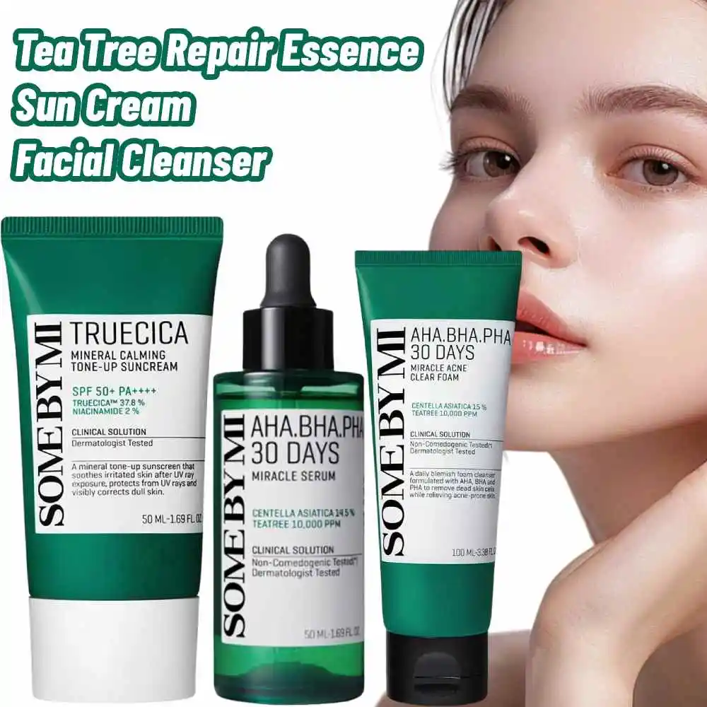 بعض بواسطة MI المعدنية تهدئة لهجة كريم الشمس AHA BHA PHA 30 يومًا معجزة الحبر صنع شجرة الشاي إصلاح جوهر منظف للوجه #1