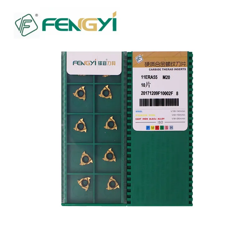 Fengyi CNC 선반 공구 나사 선삭 인서트, 부분 프로파일 55 °, 08NR 11NR 16ER 22ER 22NR AG55 G55 A55 N55 M20 TP04, 10 개