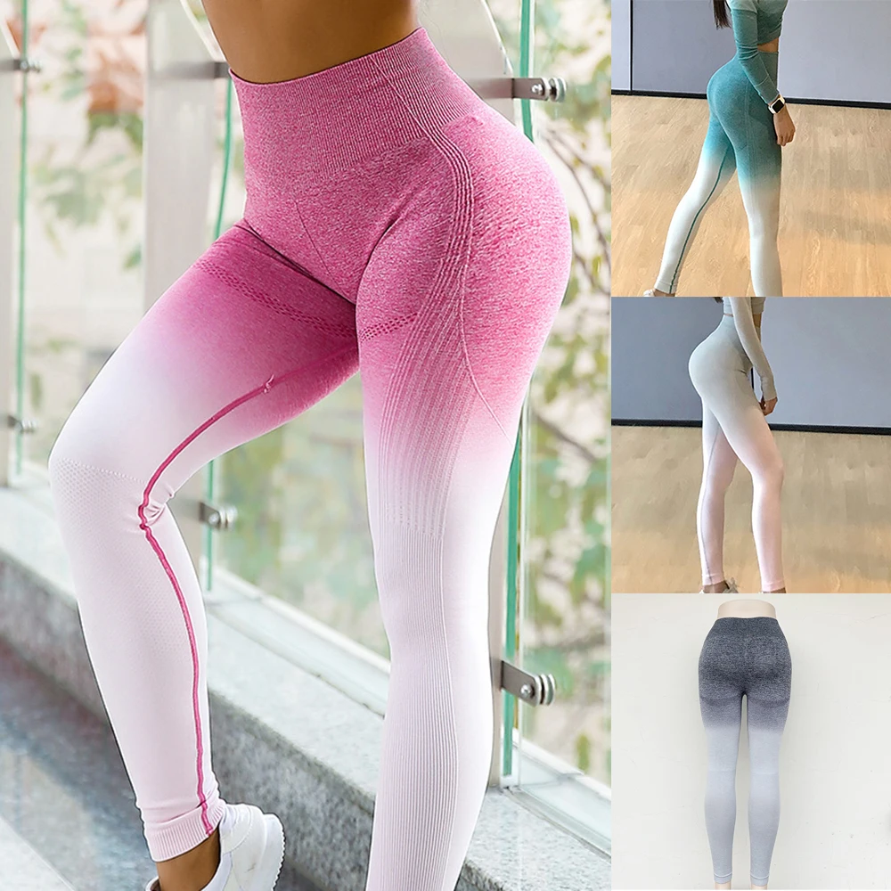 Women's High-Waist Gradient Sports Pants with Soft Comfortable Fabric Design for Body Building Accessory