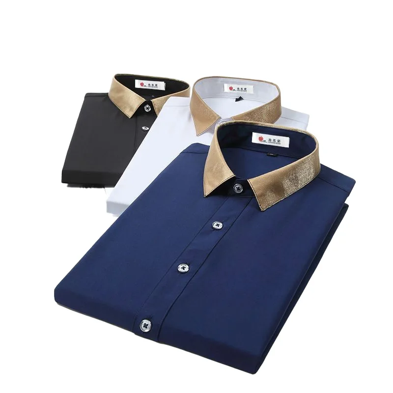 2024 Spring and Autumn Fashion Leisure Business Comfortable Versatile Colored Button Oversize Elastic Non Ironing Men's Shirt