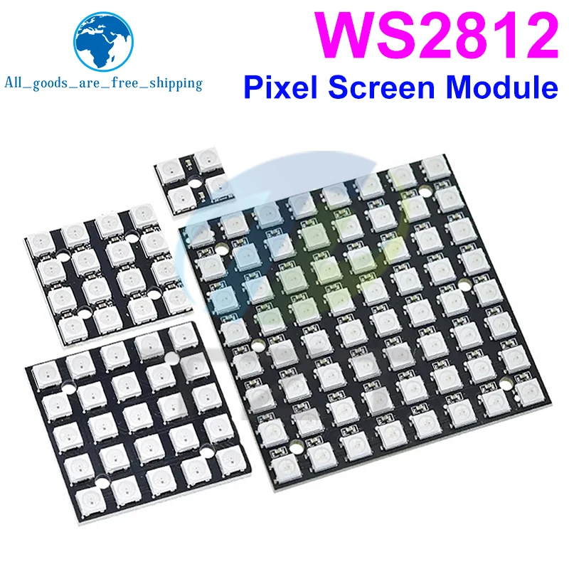 Nuovo WS2812 LED 5050 RGB 8x8 LED Matrix per Arduino Brand WS2812B 8*8 4 16 25 64-Bit Full Color 5050 RGB LED Lamp Panel Light