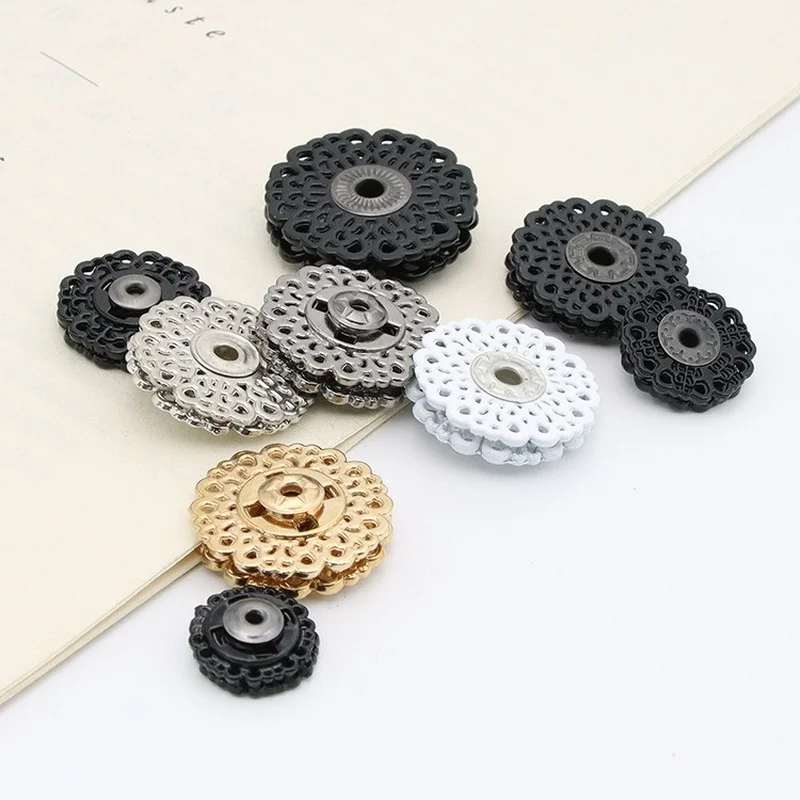 15/18/21/25/30mm Snowflake Invisible Snap Button Flower Clasp Button for Women Coat Sweater Clothes Cardigan Sewing Decoration