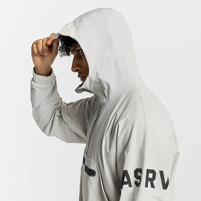 

Men's Windproof Running Jacket Lightweight Breathable Hooded Sports Coat Gym Fitness Jogging Hiking Training Outdoor Activewear