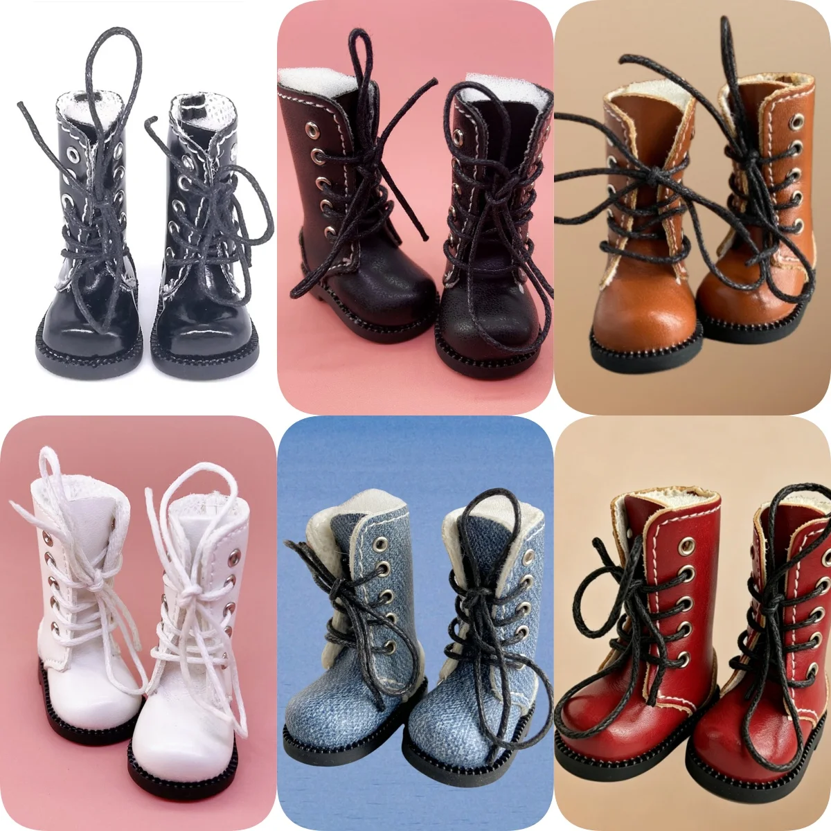Botas de Boneca Tilda 1/8, Sapatos de Brinquedo para Bonecas Blythe e Pullip, Botas de Couro Mini de Inverno de 3,7cm para Acessórios de Bonecas Blyth