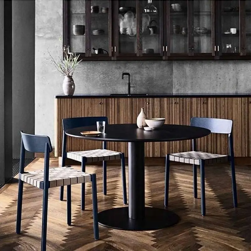 

Minimalist Woven Dining Chair - Stackable Solid Wood Leisure Chair for Home, Bedroom & Living Room