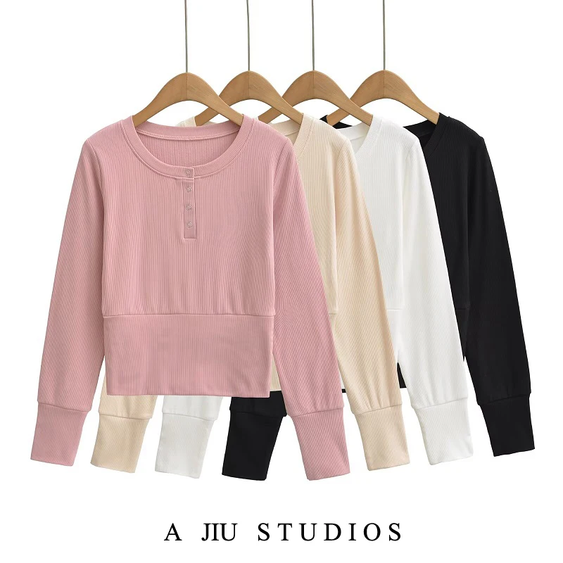 

Warm Fce Long Sve T-irt Women's Autumn Winter Color Inner Wear Slimming Base irt Versatile ort Sle Top