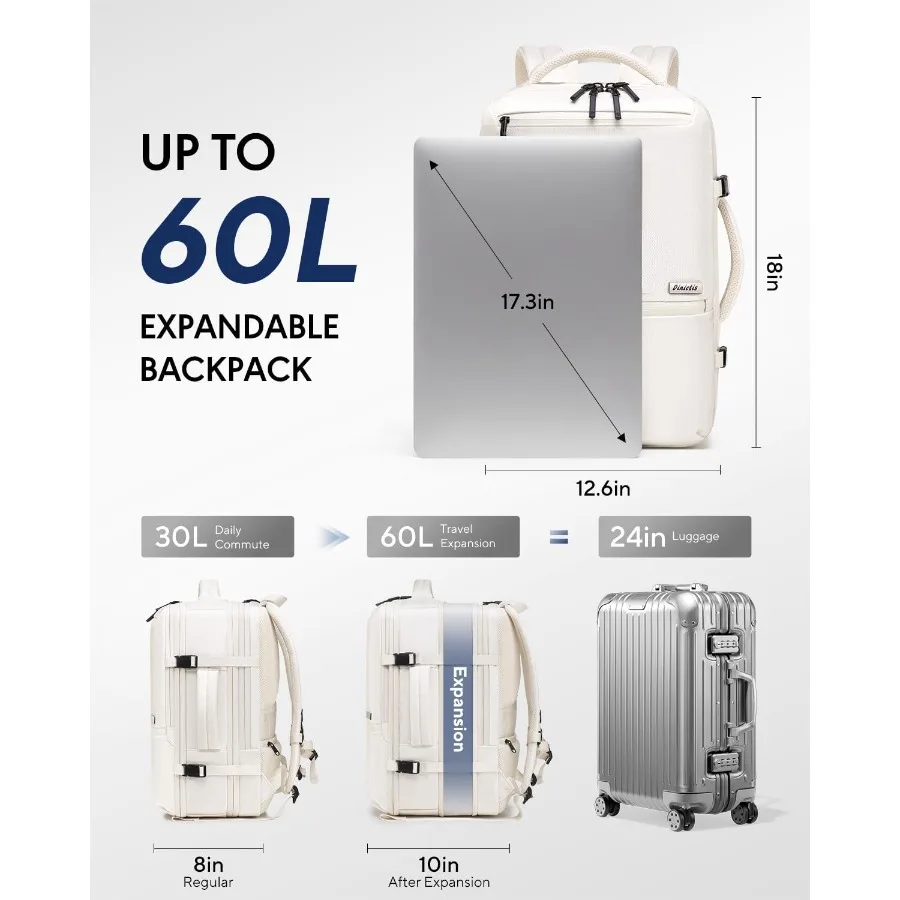 Dinictis فراغ ختم حقيبة السفر 60L المدمج في مضخة حقيبة ظهر قابلة للتوسيع مع ضغط فراغ يناسب 17 بوصة محمول المياه إعادة #5
