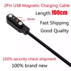 Cable de cargador magnético conectado universal para pulsera de reloj inteligente, 2 pines, distancia de 2 pines, 4mm, datos magnéticos