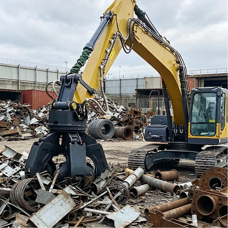 Excavator Orange Peel Grapple Hydraulic Rotating Attachment for Scrap Metal Recycling Demolition Waste Handling Construction