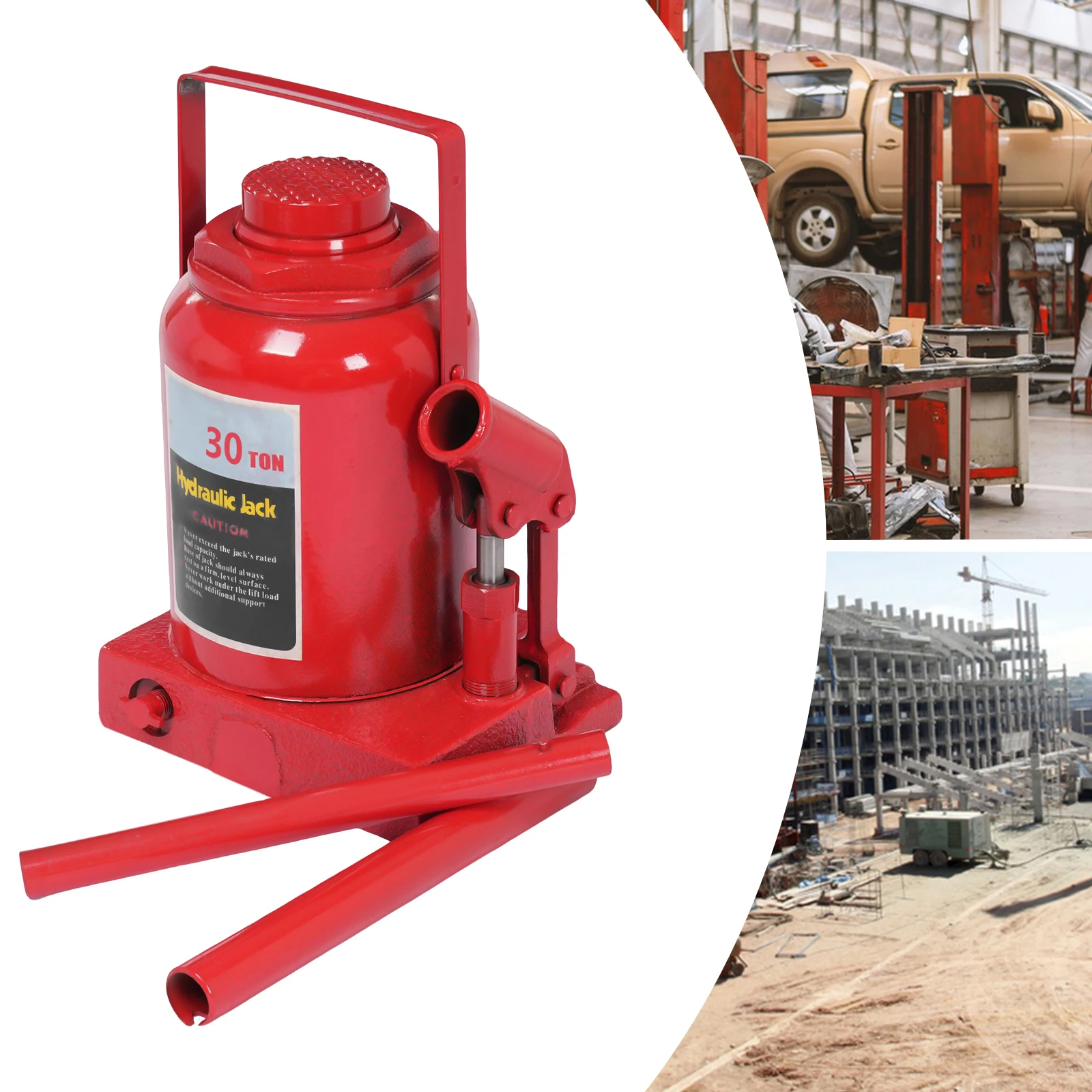 

30 Ton (66,138 Lbs) Hydraulic Welded Bottle Jack - Red, for Auto Repair & House Lift, High-Lift Capacity with Safety Valve