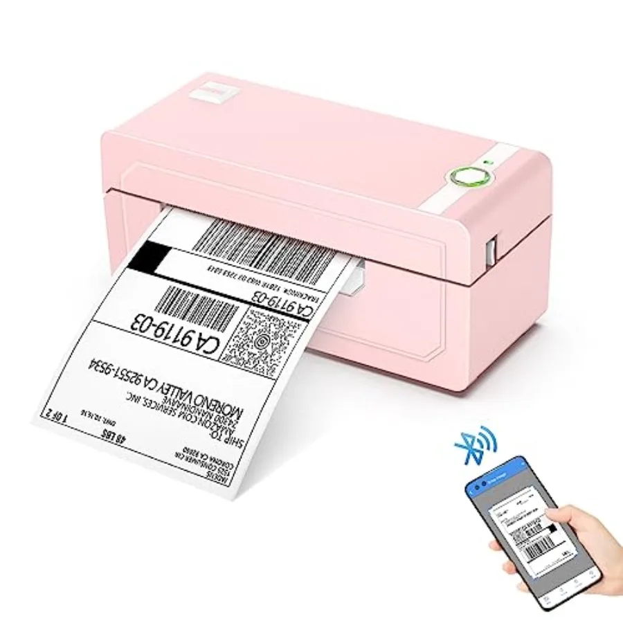 

Bluetooth Thermal Shipping Label Printer for E-commerce Wireless 4x6 Pink Labels, Compatible with Android, iPhone, Windows Mac,