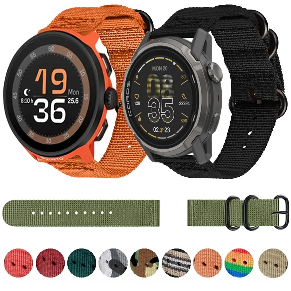 22mm Nylon Strap For COROS APEX 4 42mm PACE Pro/3 Bracelet For Suunto Vertical 2-1 Race S-2-1/Run/Ocean/CMF Watch 3-2-1 Pro Belt