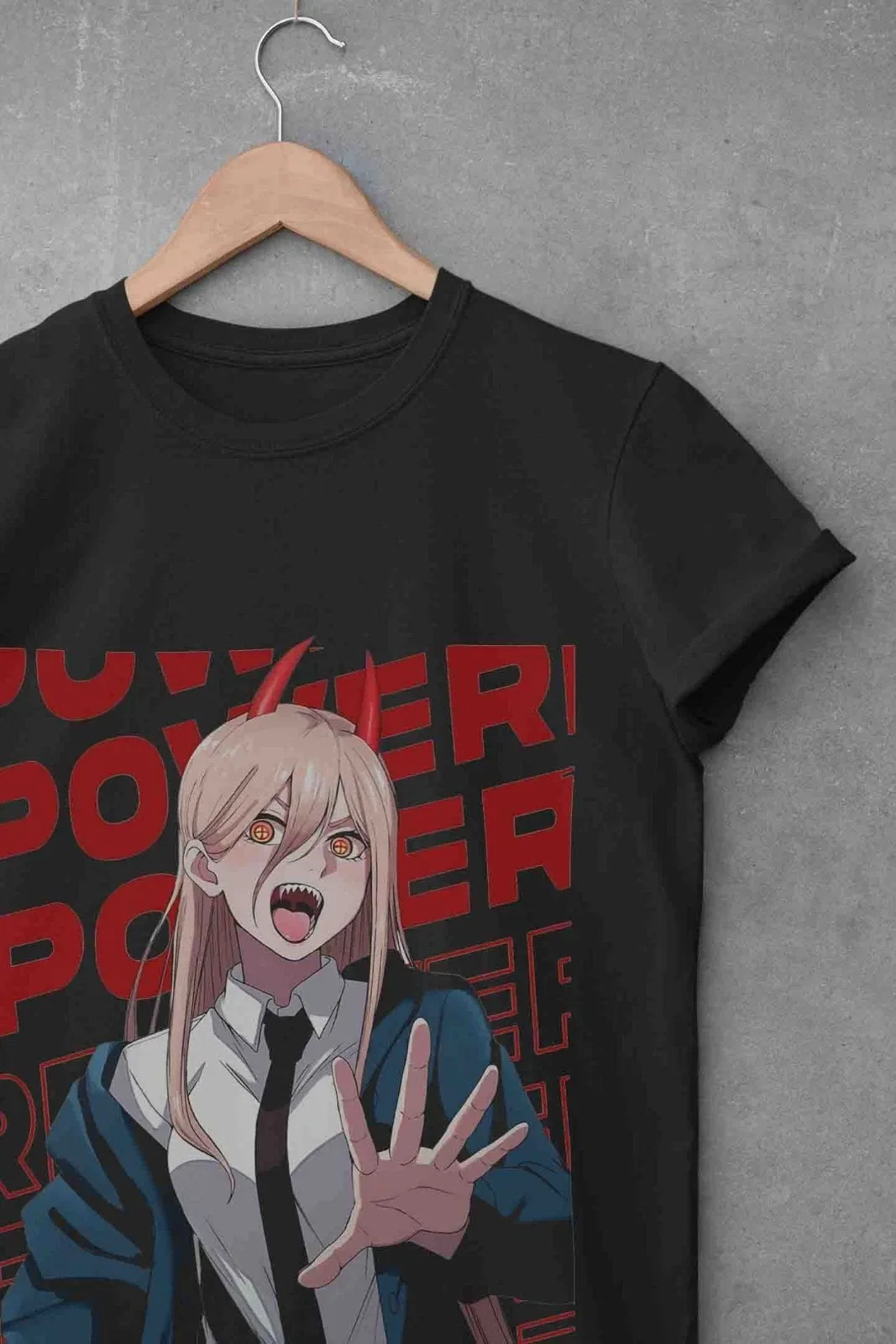 Power  Chainsaw Man Anime Blood Fiend Typography Graphic T-Shirt Cotton Men Women Streetwear Tee