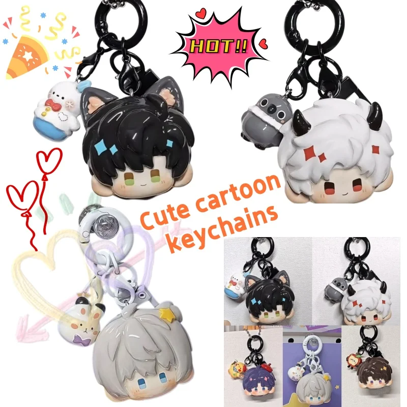 

5PCS Love and Deep Space Peripheral Resin Pendant Li Shen Keychain anime Shen Xing Back Lovely Book Bag Hanging Gift