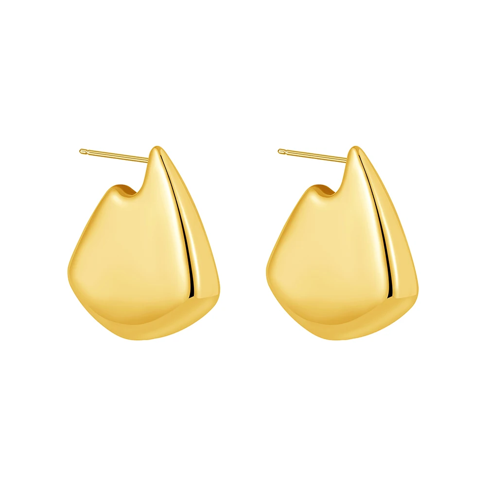 

Retro Gold Plated Geometric Irregular Ear Stud Personality Exquisite Chunky Glossy Scale Shape Hammered Earrings Party Gift Aros