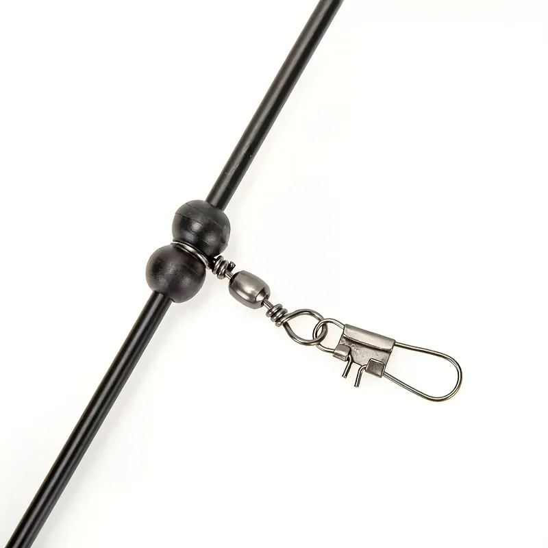 10 خرز أسود مزدوج لتحديد المواقع لقضبان الصيد - موصل توازن التغذية، ملحقات معدات صيد الأسماك البلاستيكية المتينة لـ P