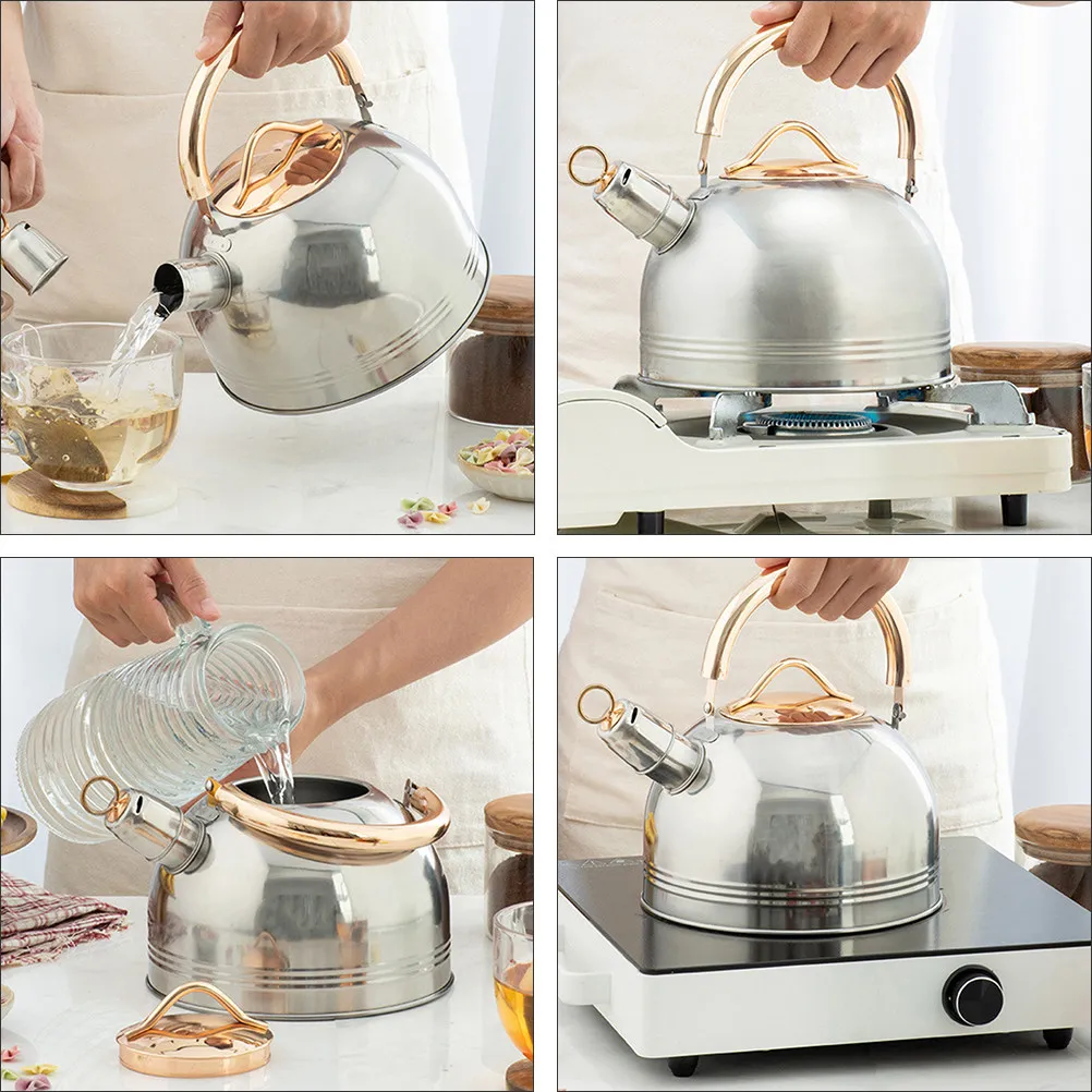 

1Pcs Stainless Steel Whistling Teakettle Portable Household Water Heating Kettle Thickened Sounding Tea Pot Kitchen Utensil