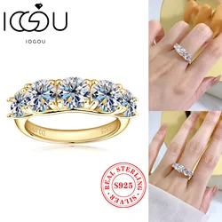 IOGOU-Bague de mariage Moissanite pour femme, 5 pierres, diamant kling de Rotterdam, bande de fiançailles, bijoux en argent regardé 3.6, luxe 925 CTTW