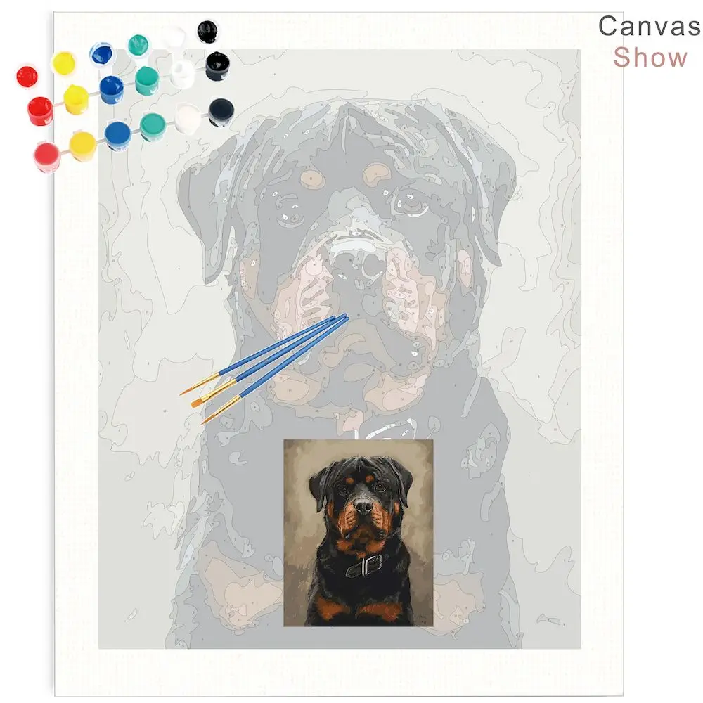 PhotoCustom Oil Paint By Numbers Kits Dog Painting By Numbers On Canvas Frameless Animal Draw Painting DIY Home Decoration