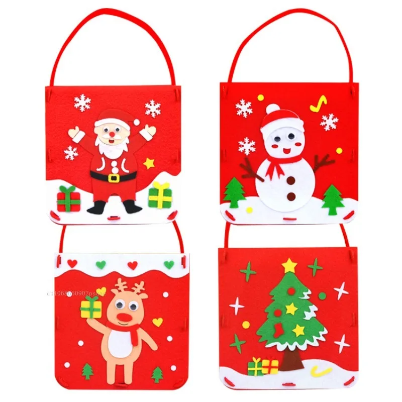 Kinderen Handgemaakte DIY Speelgoed Doek Handtas Kerst Craft Kits Niet-geweven Stof Montessori Onderwijs voor Kinderen Tas Kerst Decor Gift