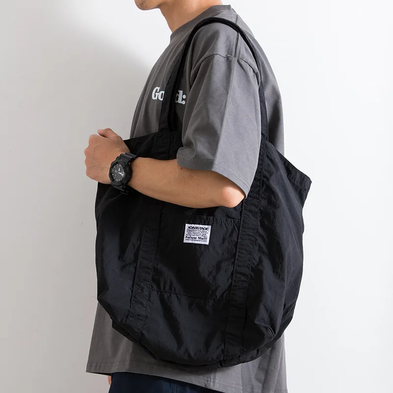 Bolsa de ombro em nylon para homens, estilo streetwear, estilinete para adolescentes universitários, sacos mensageiro masculino, bolsa cruzada escolar casual, japonesa