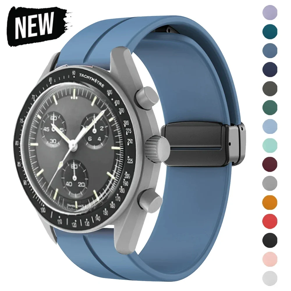 Correa de silicona para Omega X Swatch, banda de reloj MoonSwatch Planet, hebilla magnética de Metal, pulsera de repuesto
