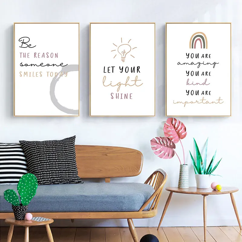 Cute Simple Inspirational Quotes Canvas Art Prints Modern Wall Decorative Posters for Nursery Bedroom Home Decor Picture